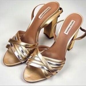 Designer Metallic Block Heels – Tabitha Simmons Sandals 8.5